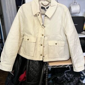 J.Crew Primaloft cropped barn jacket, cream